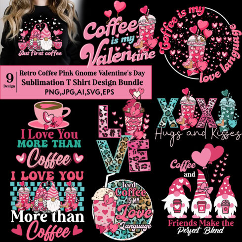Retro Valentine Day Pink Sublimation T-Shirt Design cover image.