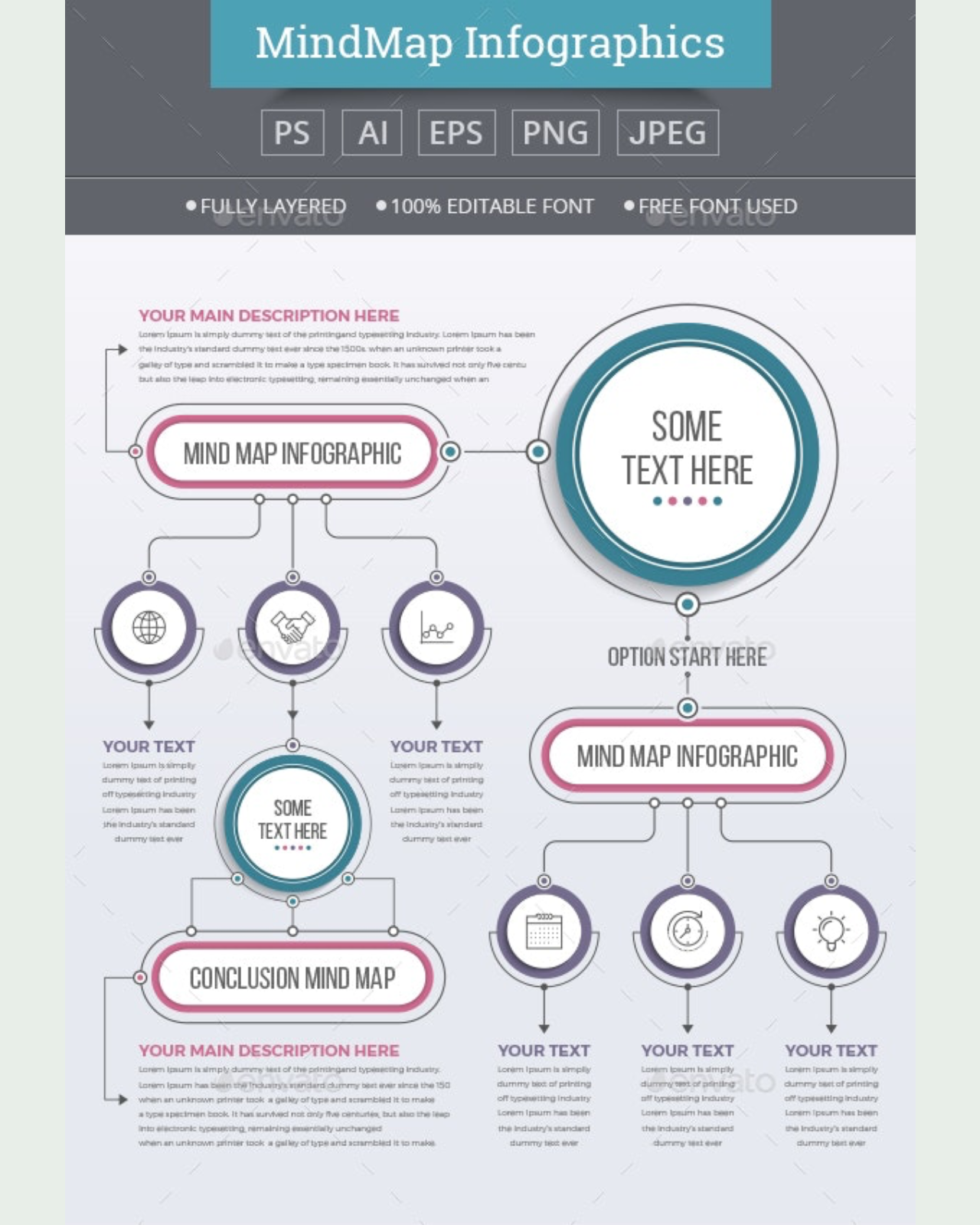 Mind map template pinterest image.