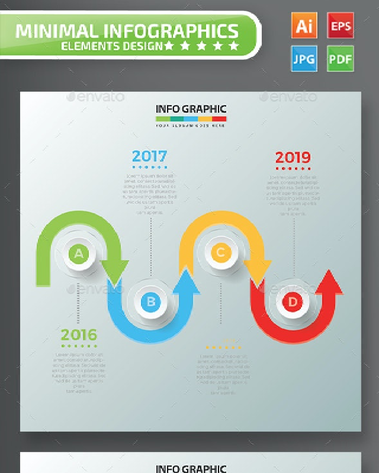 Timeline infographic design pinterest image.