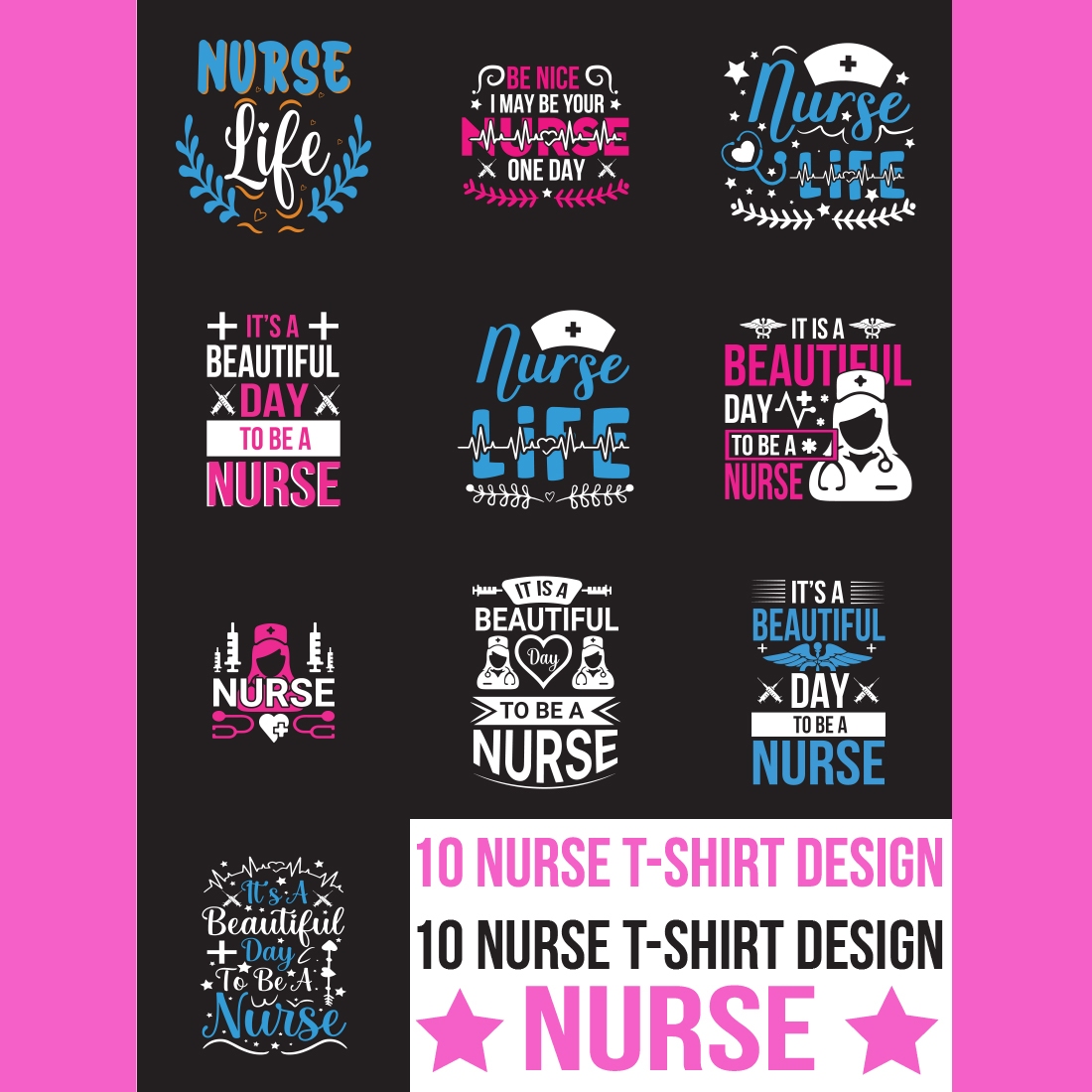 T-shirt Nurse Design Vector Template cover image.