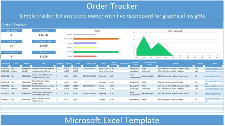 Order Tracker Spreadsheet Template for Microsoft Excel - MasterBundles