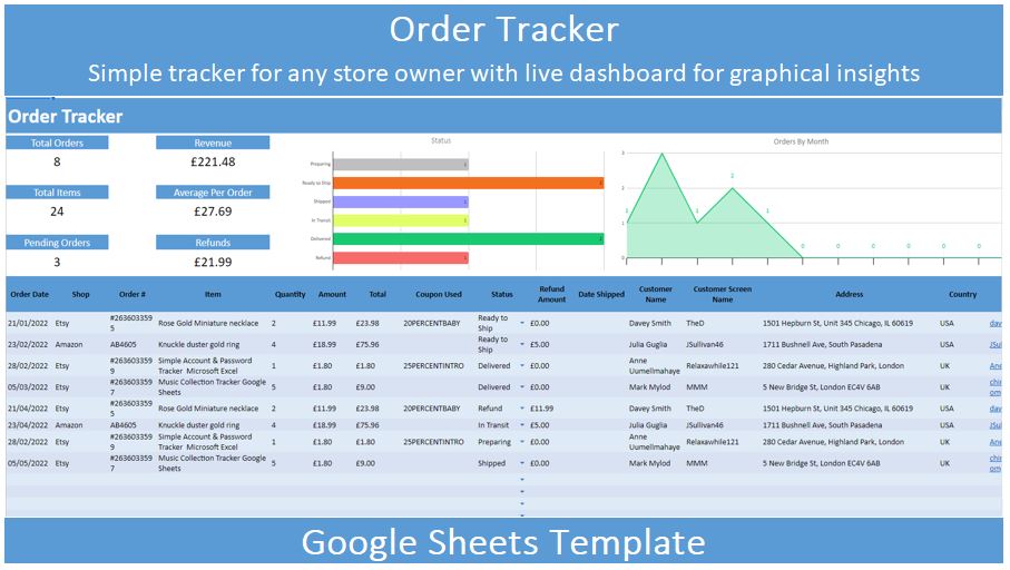 Order Tracker Template preview image.