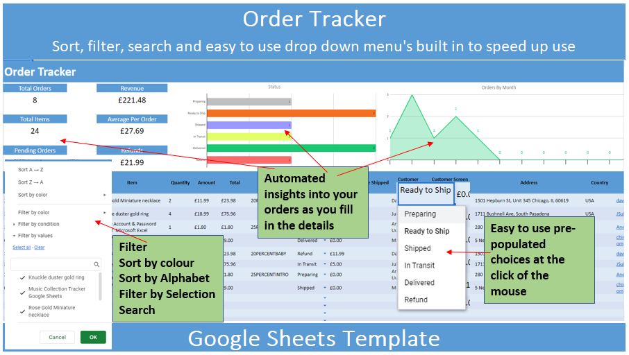 Simple Order Tracker Template preview image.