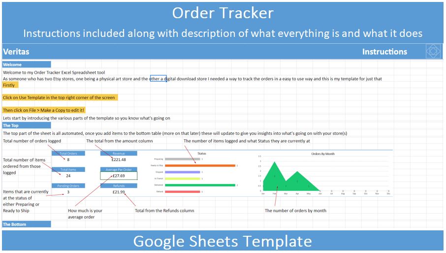 Clean Order Tracker Template preview image.