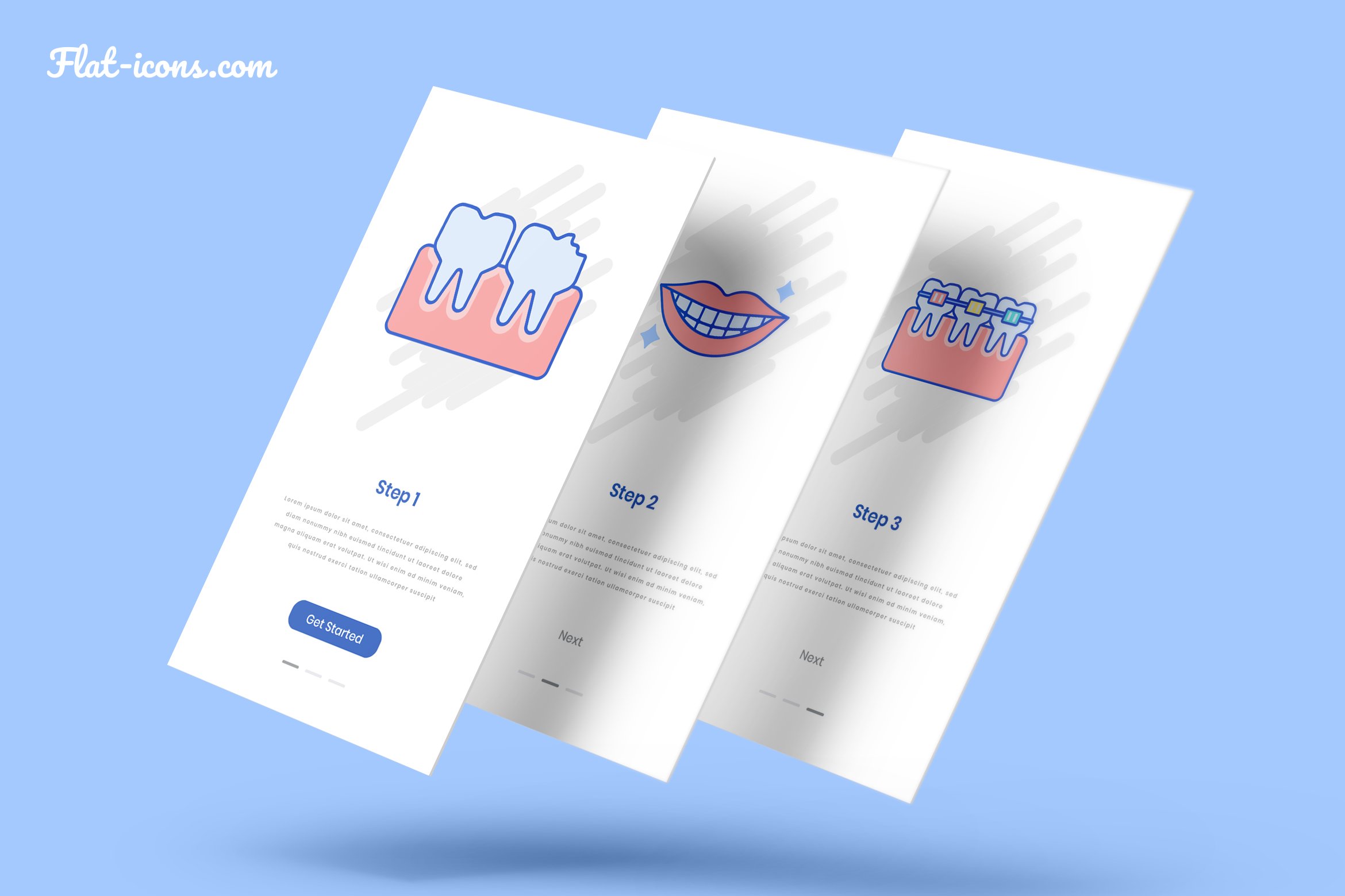 Some orthodontic cards with tooth icons.