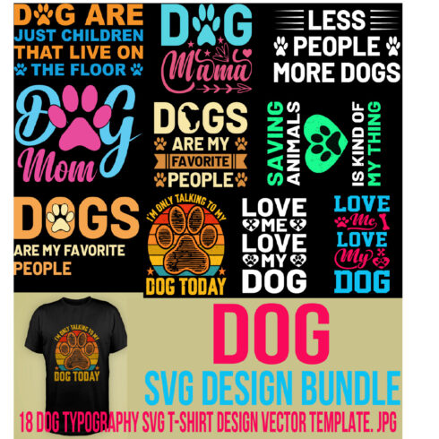 18 Dog Typography SVG Bundle main image.