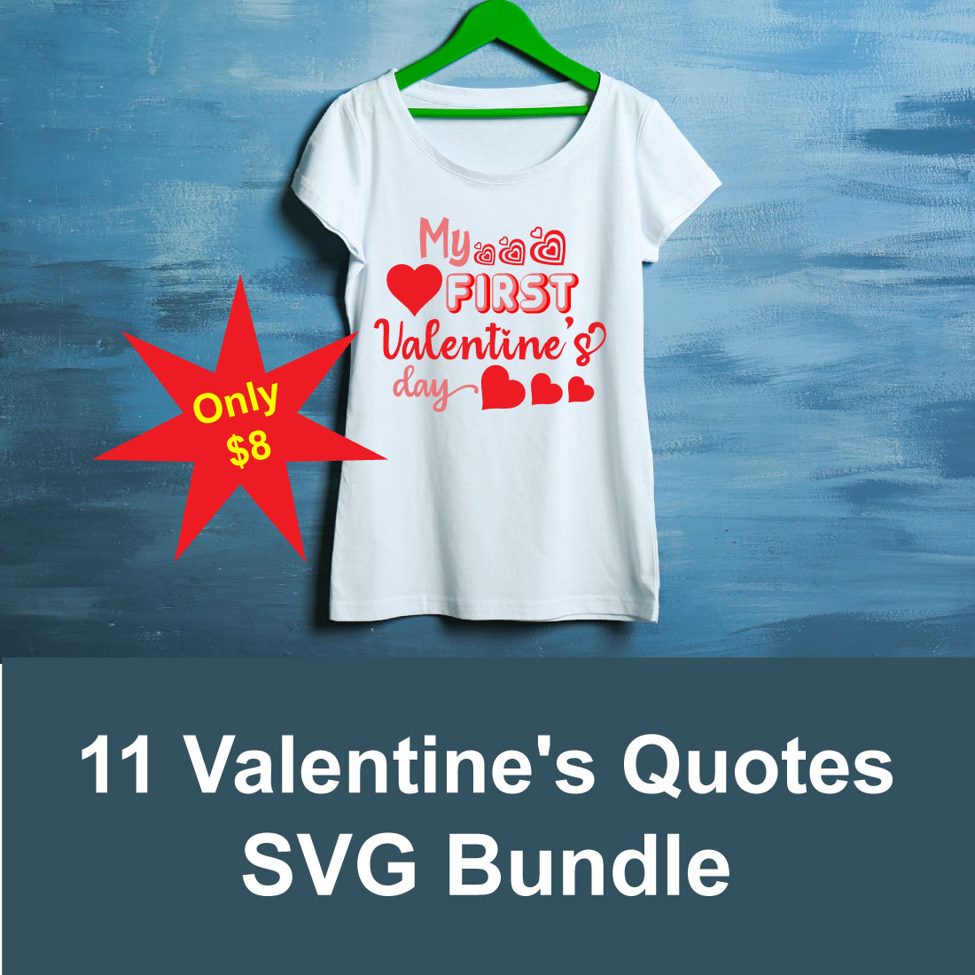 Image of a t-shirt with a charming inscription My First Valentines Day