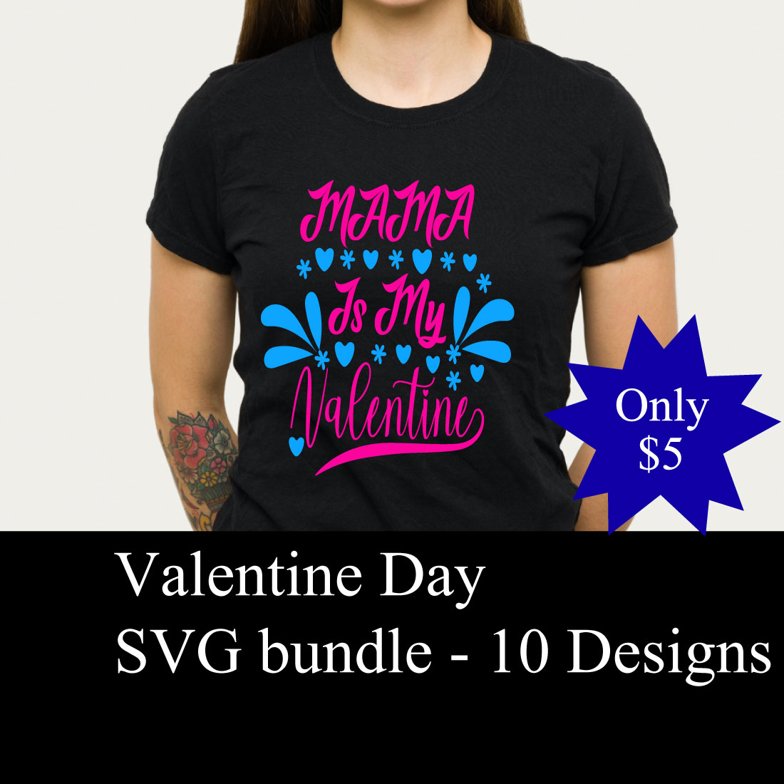 Image of a T-shirt with a great inscription Mama is my valentine