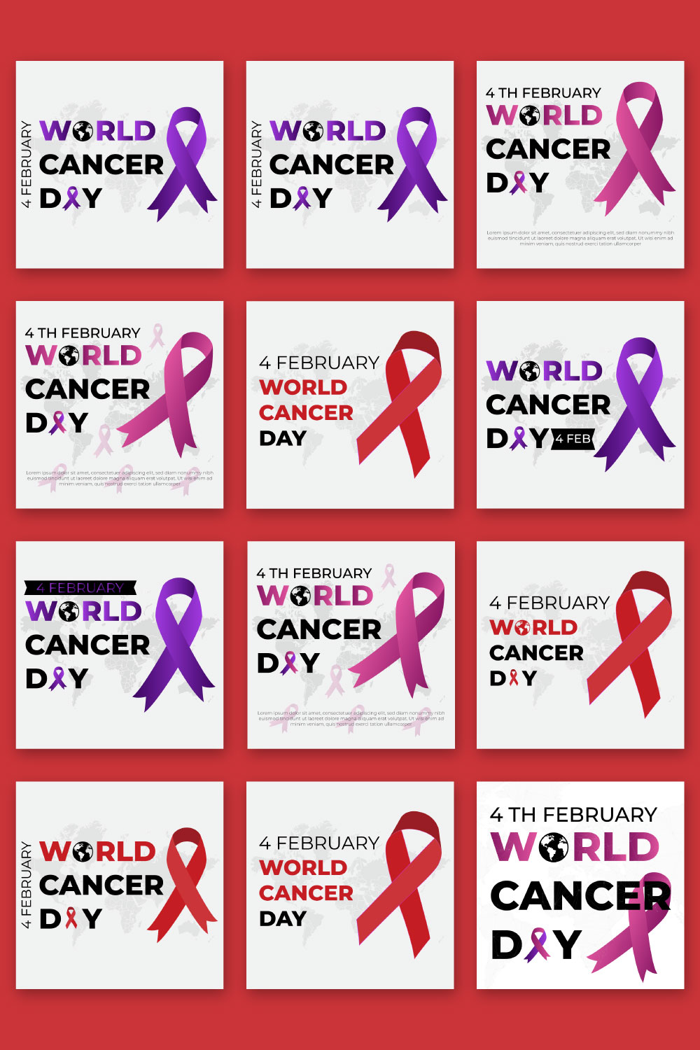 World Cancer Day Background Design pinterest image.
