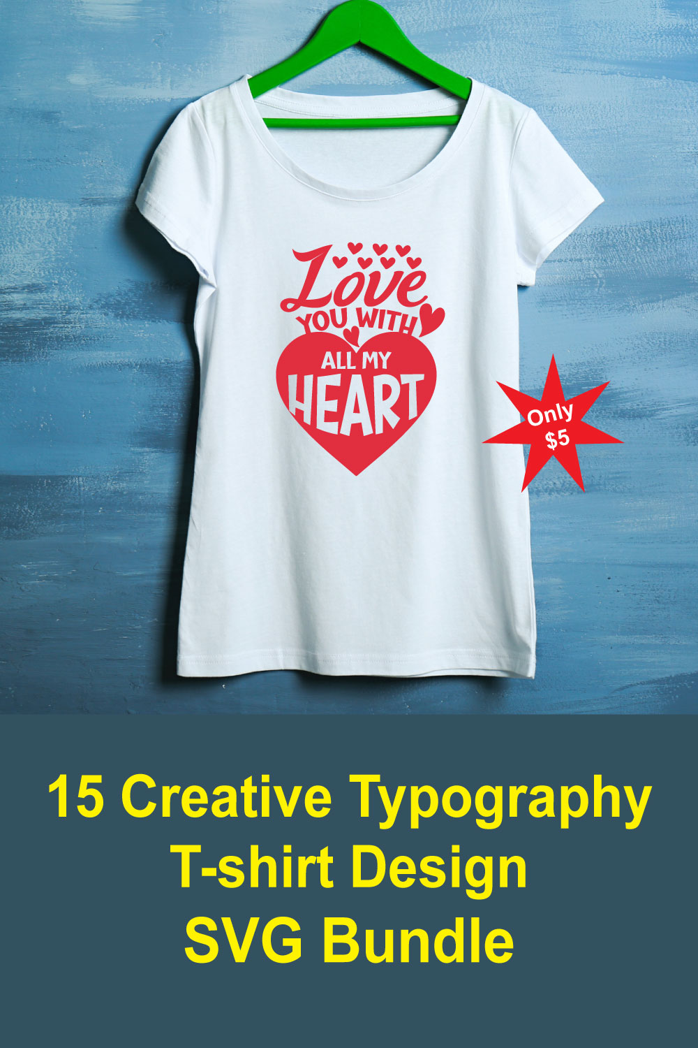 15 Creative Typography T-shirt Designs pinterest image.