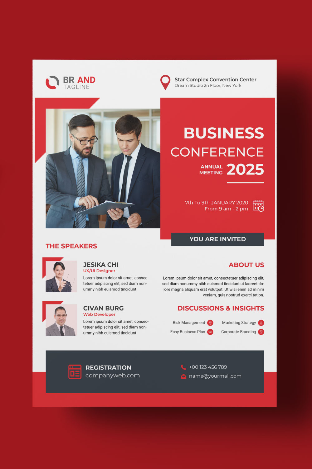 Business Conference Flyer Template Design pinterest preview image.