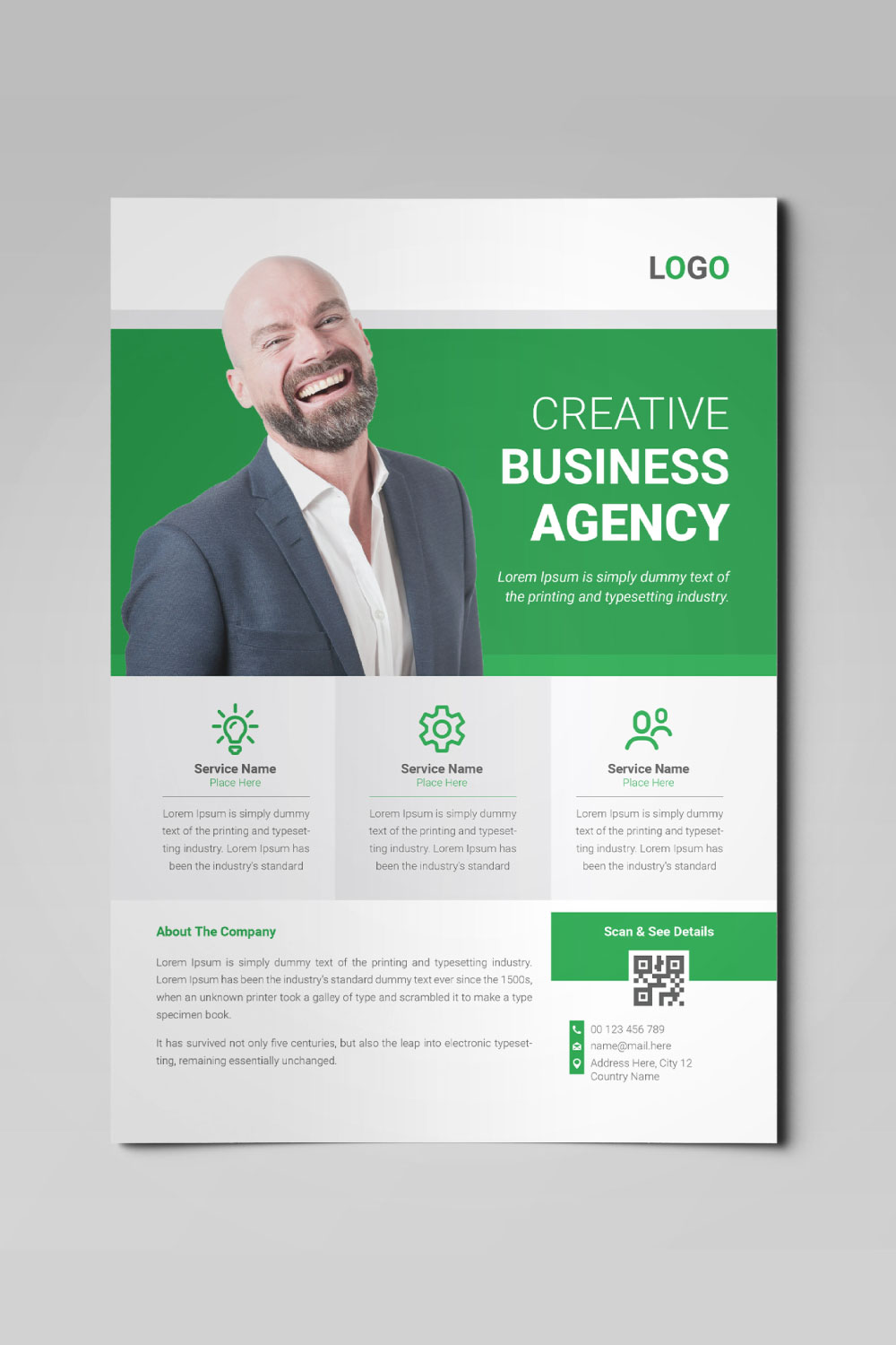 Creative Marketing Agency Flyer Design Template pinterest preview image.