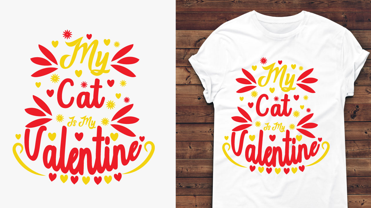 Cat Valentine T-shirt SVG Design Bundle preview image.
