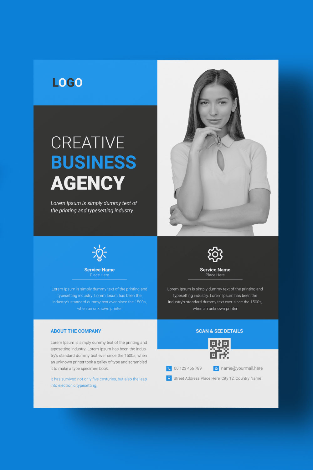 Business Flyer Design Template with Minimal Style pinterest preview image.