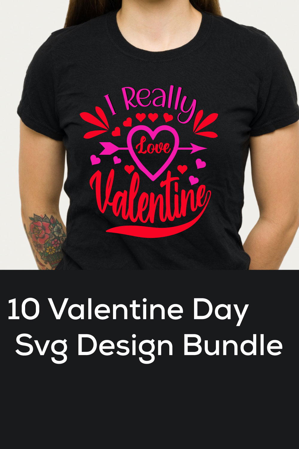 T-shirt Valentine Day SVG Design Bundle pinterest image.