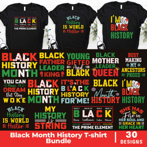 Black Month History T-Shirt Bundle main cover