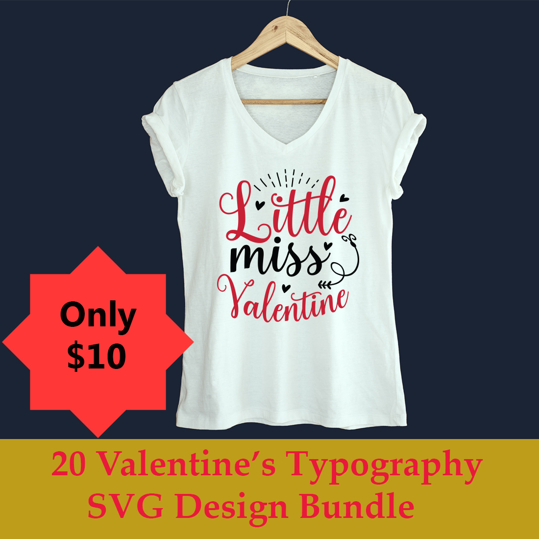 20 Valentine’s Typography SVG Design Bundle cover image.