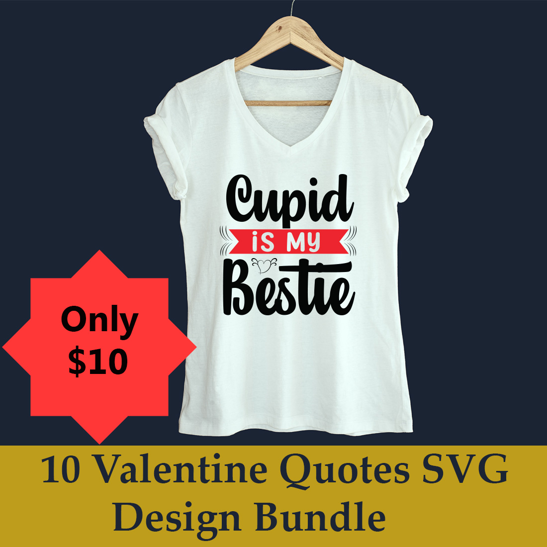 10 Valentine Quotes SVG Design Bundle cover image.