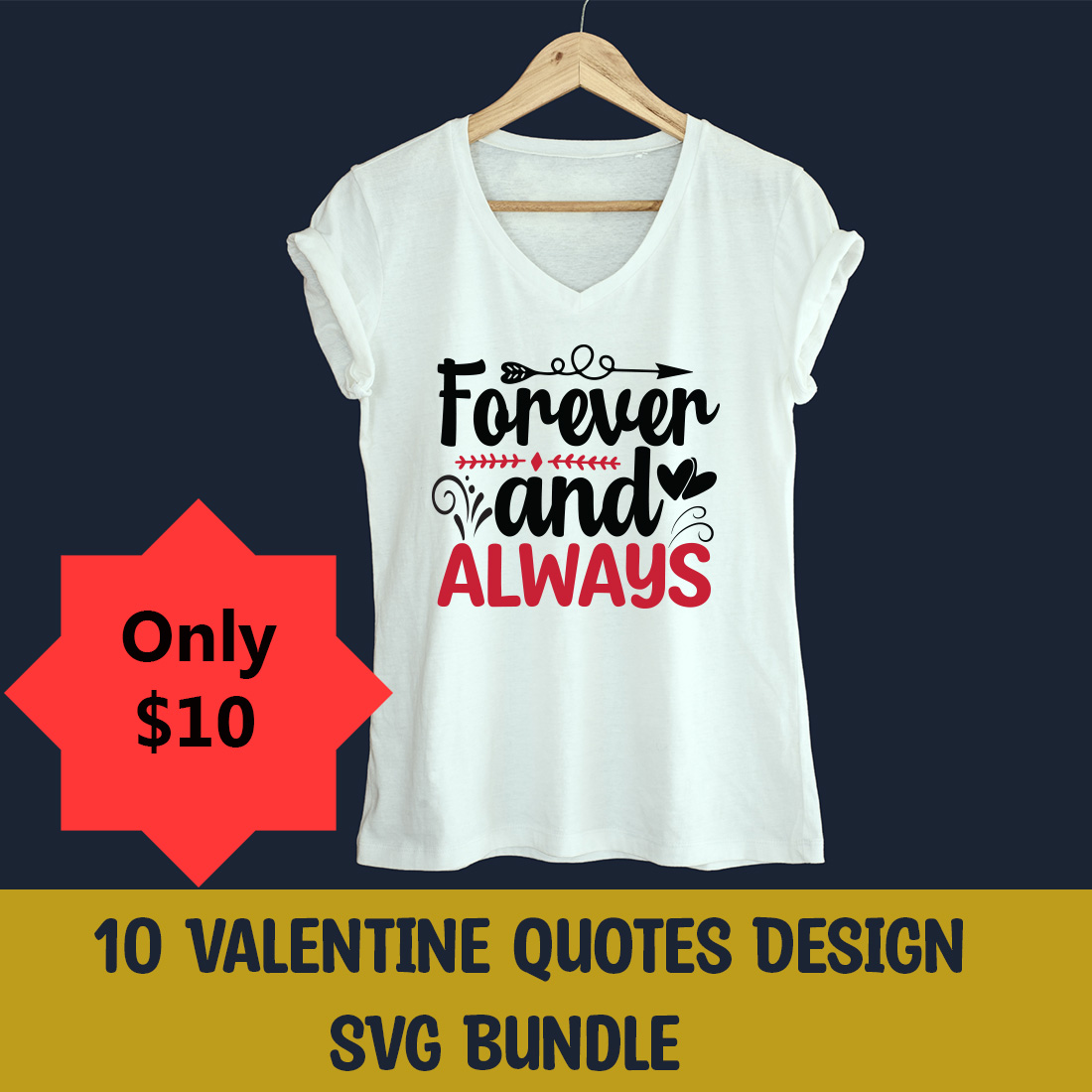 10 Valentine Quotes Design SVG Bundle cover image.
