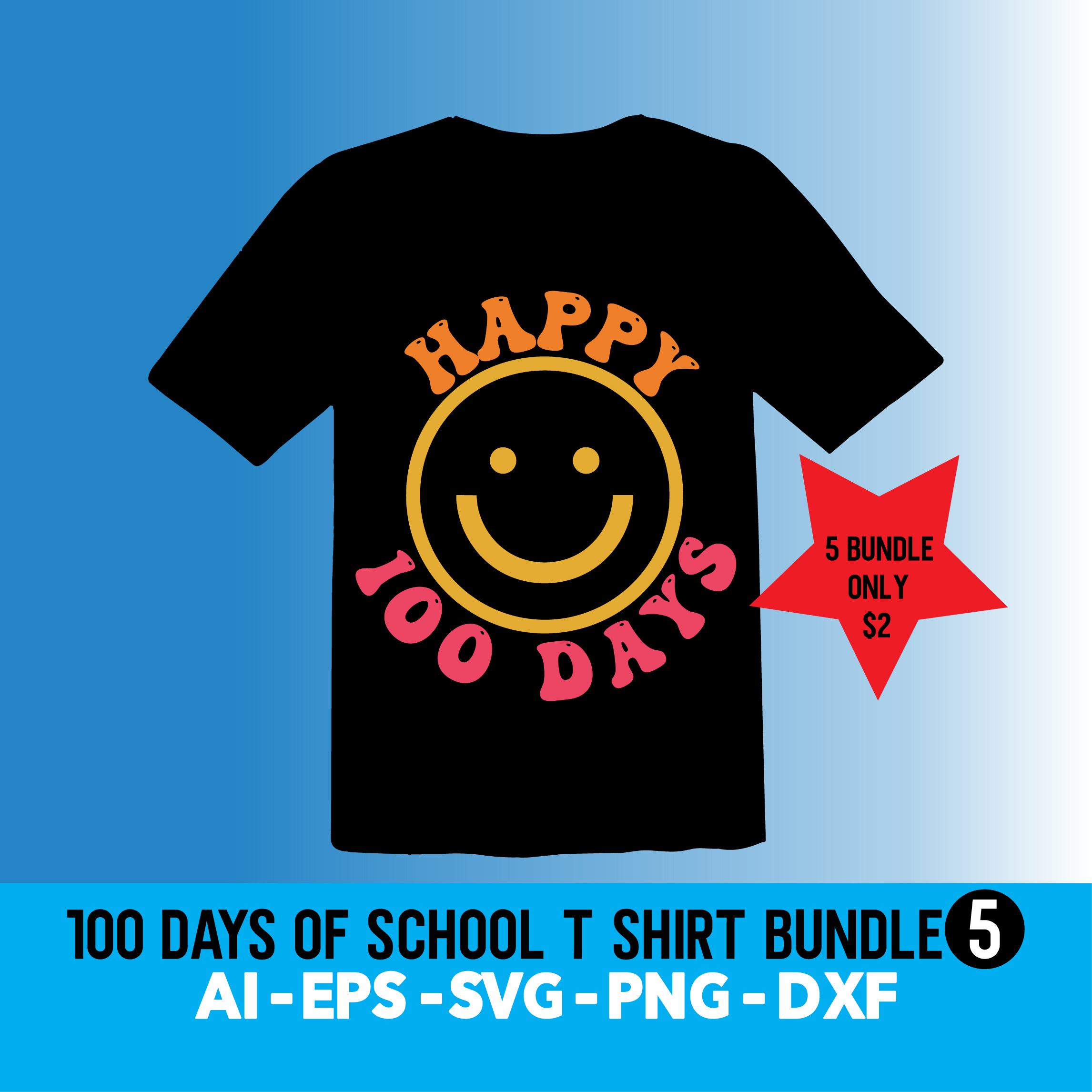100 Days Of School Quote T-Shirt Design Bundle Svg File.