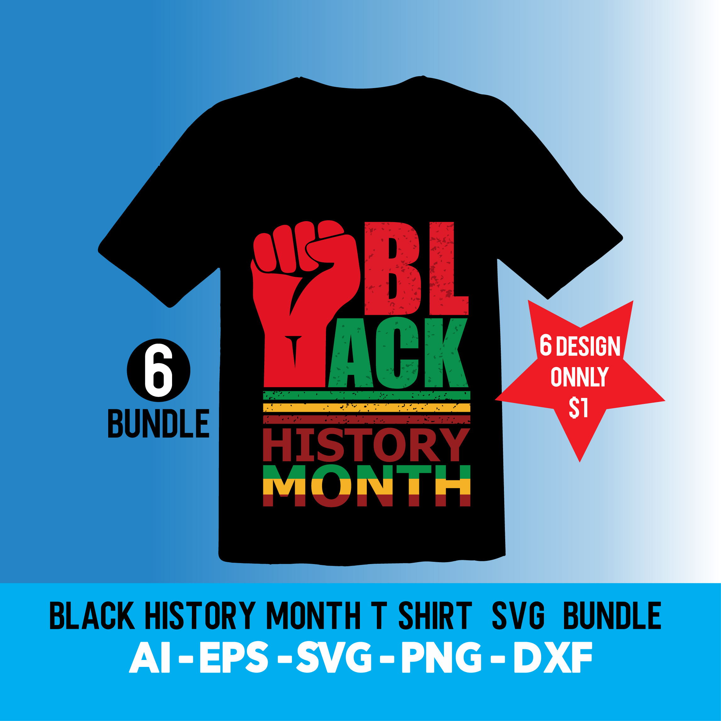 Black History Month T-Shirt SVG Bundle Design cover image.