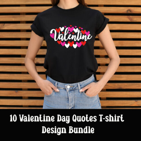 Valentine Day Quotes T-shirt Design Bundle cover image.