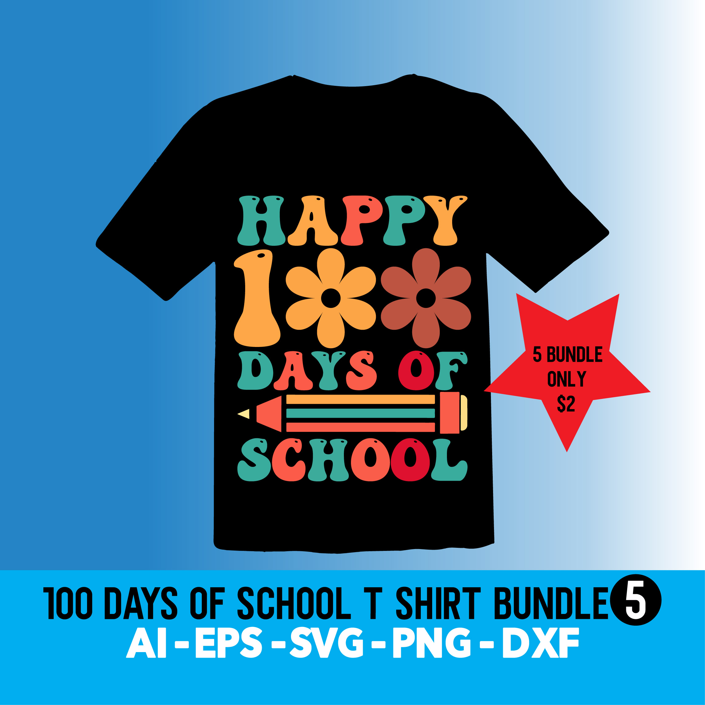 100 Days Of School Quote T-Shirt Design Bundle Svg File cover.