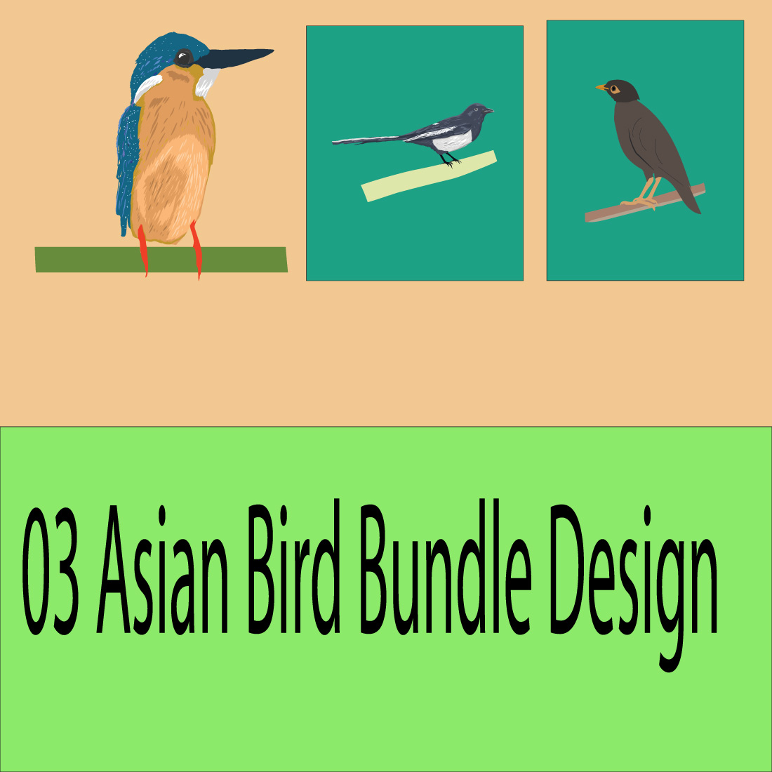 3 Asian Bird Bundle Design cover image.