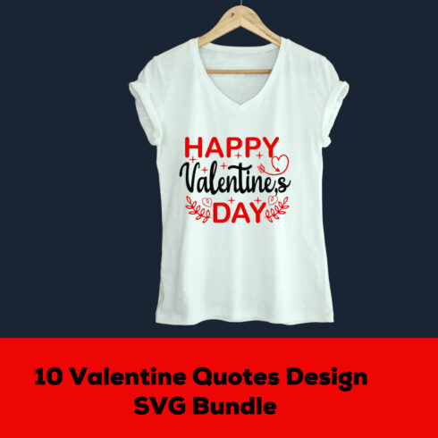 Image of a T-shirt with a beautiful inscription happy valentine's day