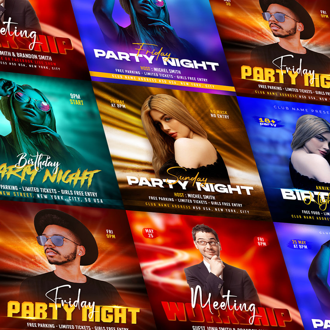 DJ Night Club Party Flyer Template Set cover