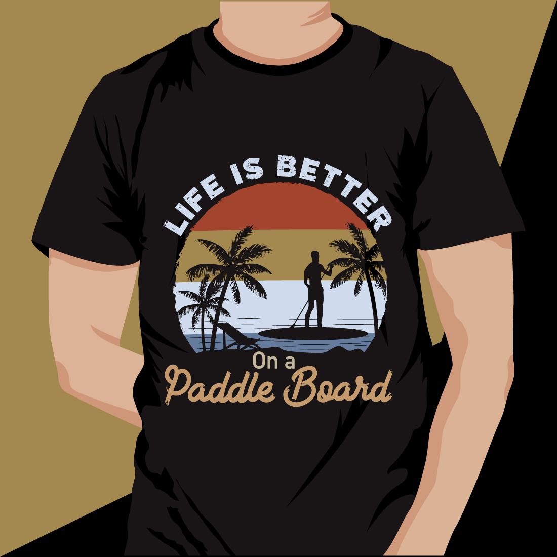 Paddle Board T-Shirt Design Vintage Color Vector Graphics cover image.
