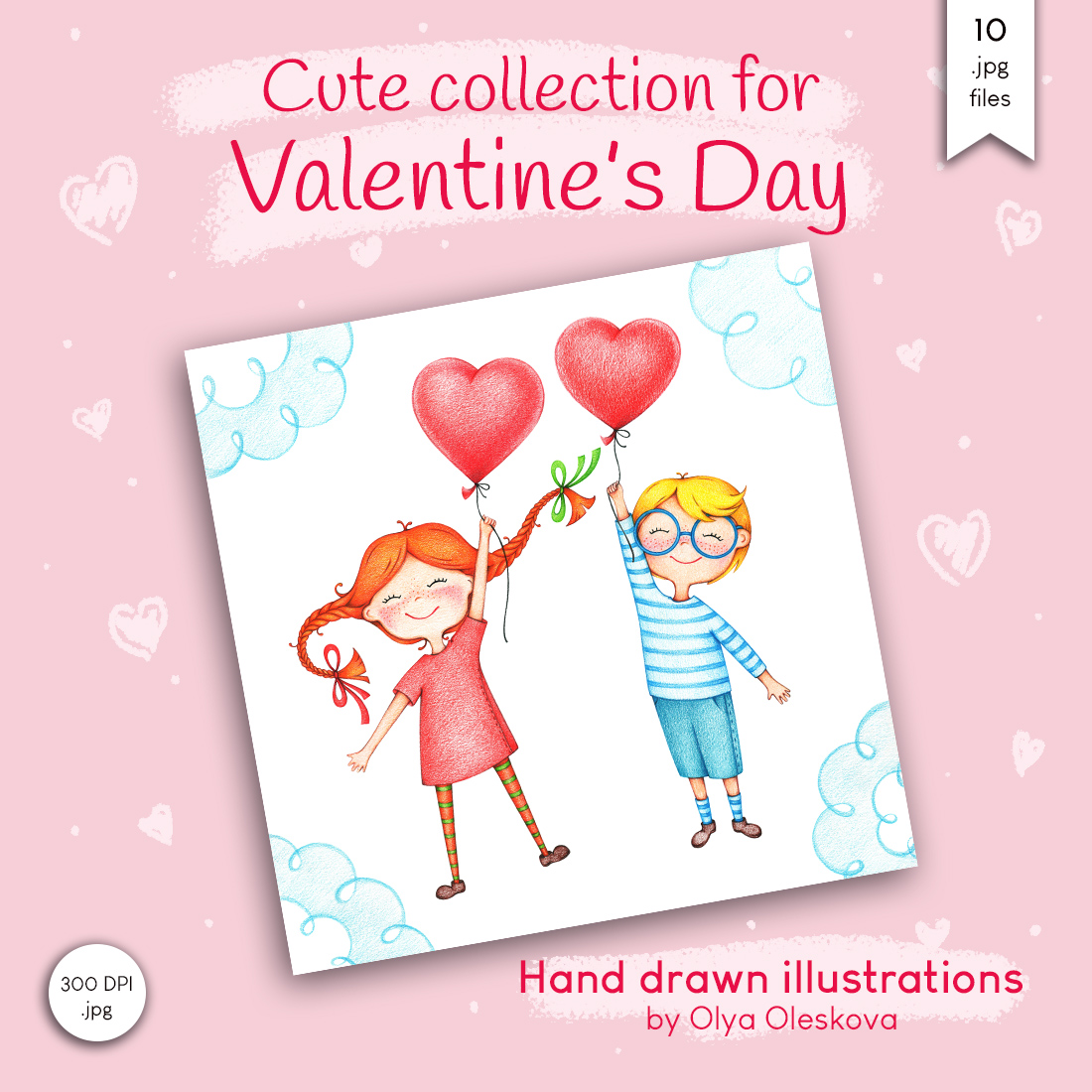 Cute Hand Drawn Illustrations for Valentines Day cover image.