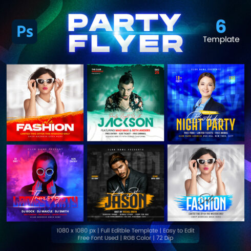 Creative DJ Night Club Party Flyer Template Set main cover