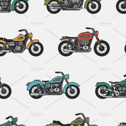 Pattern With Vintage Motorcycles.