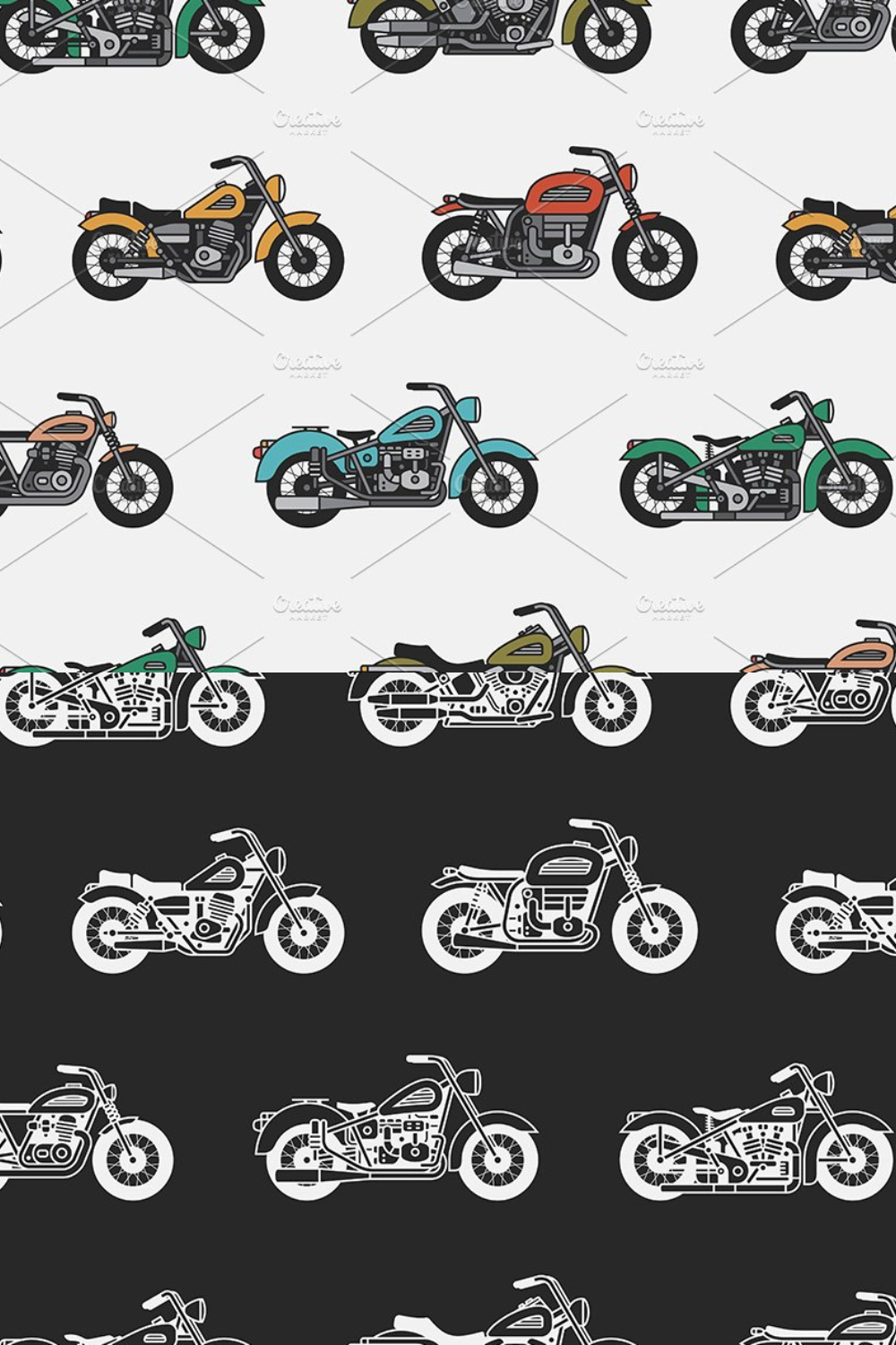 Pattern With Vintage Motorcycles - Pinterest.