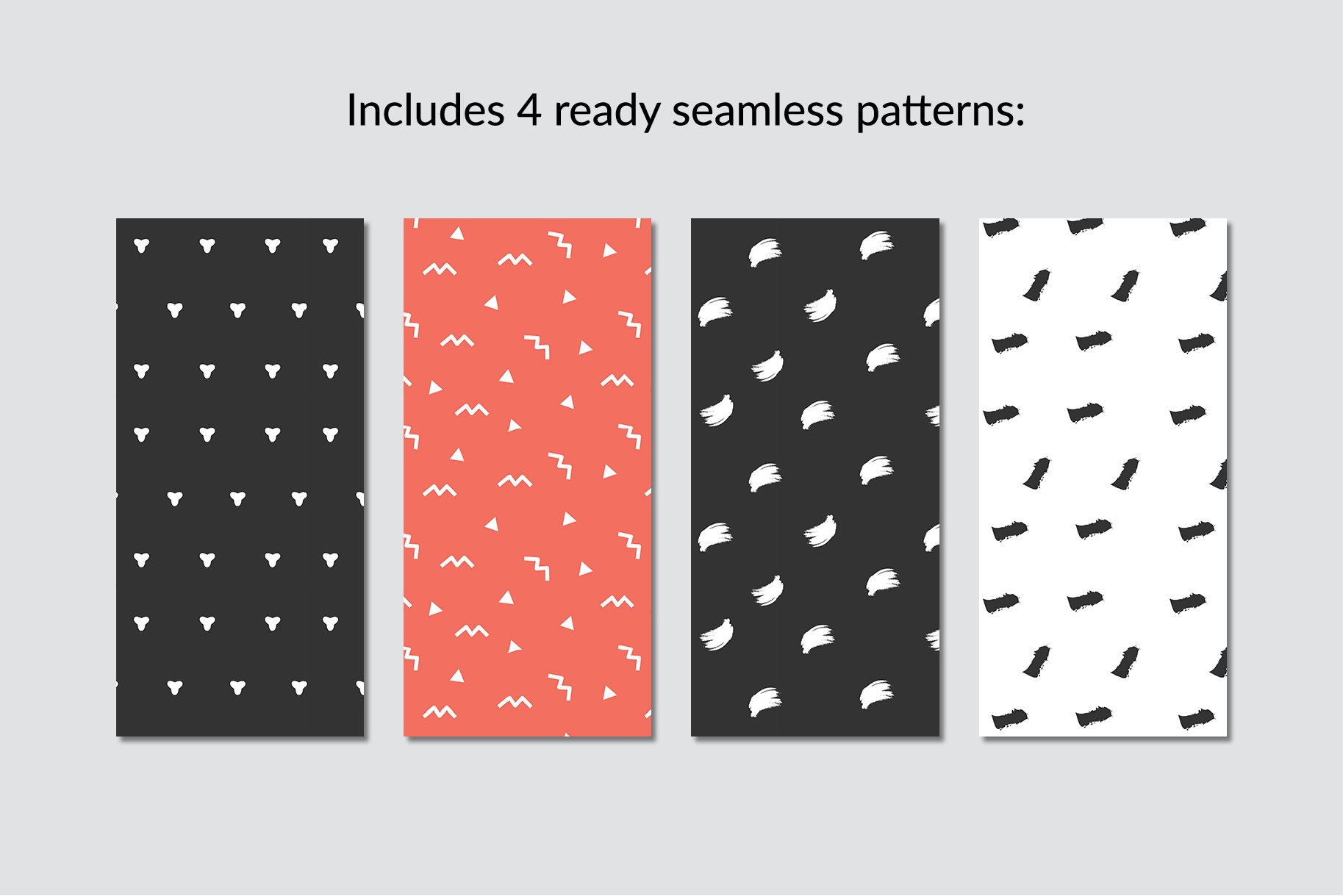 It includes 4 ready seamless patterns.