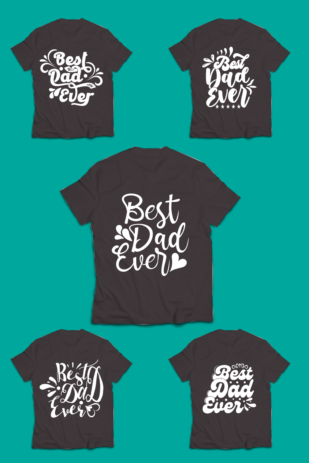 Best Dad Ever Quote Typography T-Shirt Design pinterest image.