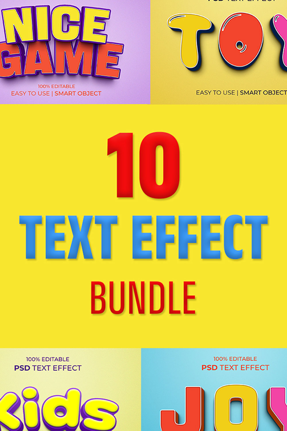 Kids 3D Text Effect Style Bundle pinterest preview image.