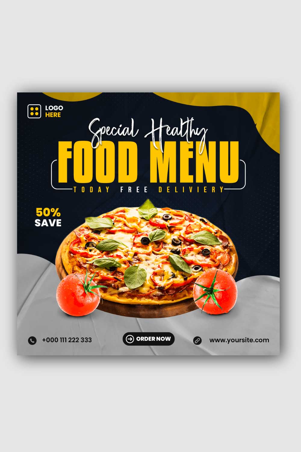 Special Healthy Food Menu Food menu Social Media Template pinterest preview image.