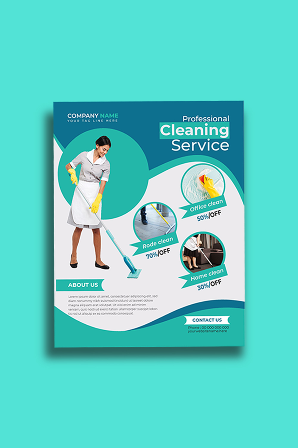 CLEANING SERVICE FLYER DESIGN pinterest preview image.