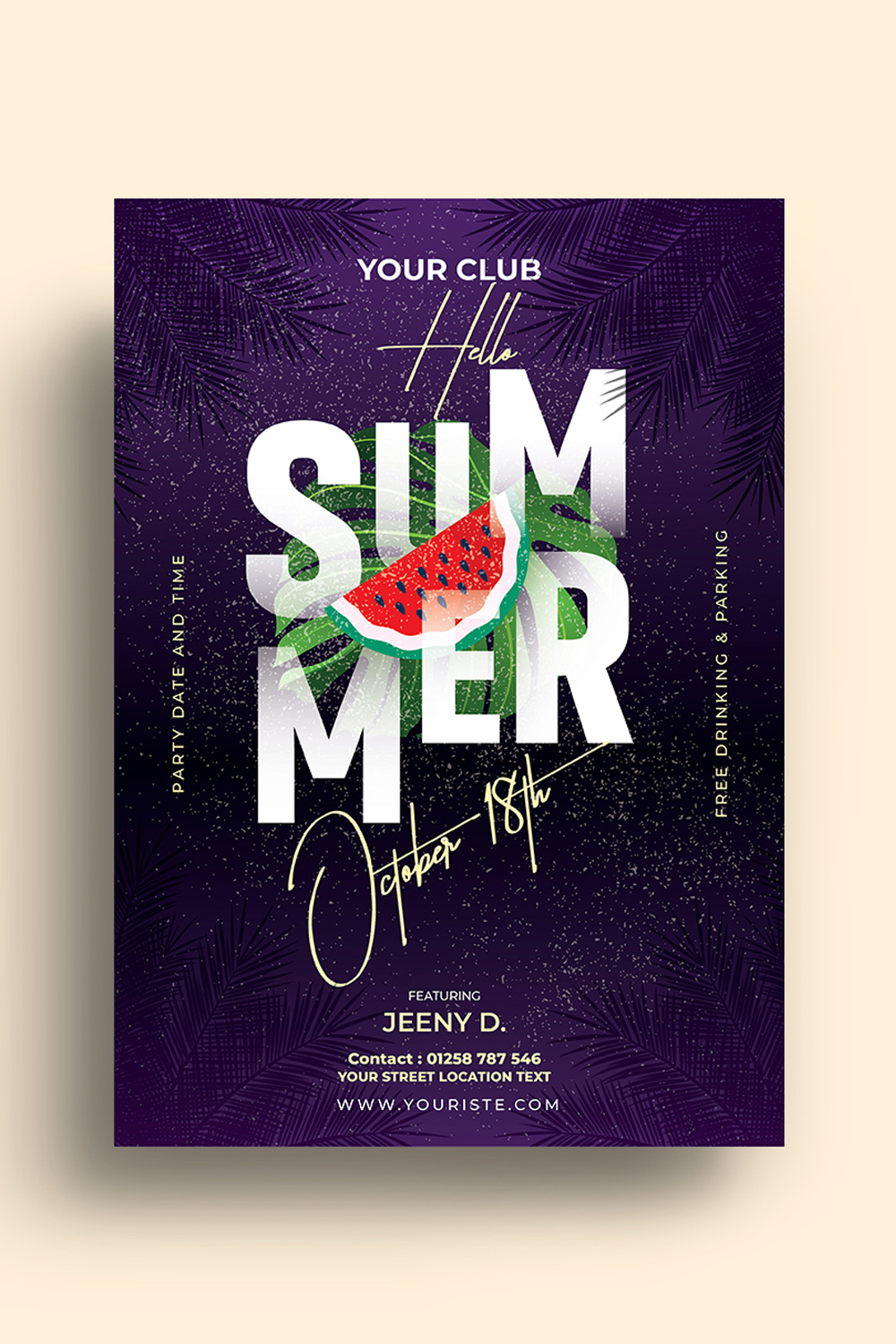 Summer Party Flyer Template pinterest image preview.