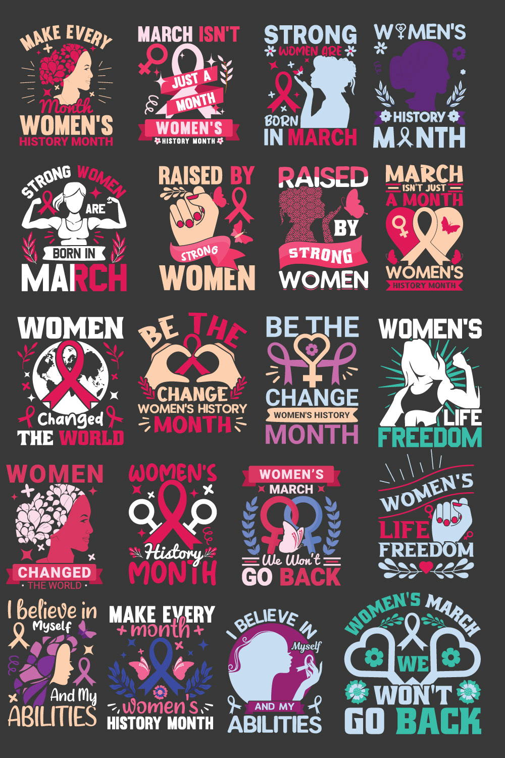 Women's History Month Design pinterest image.