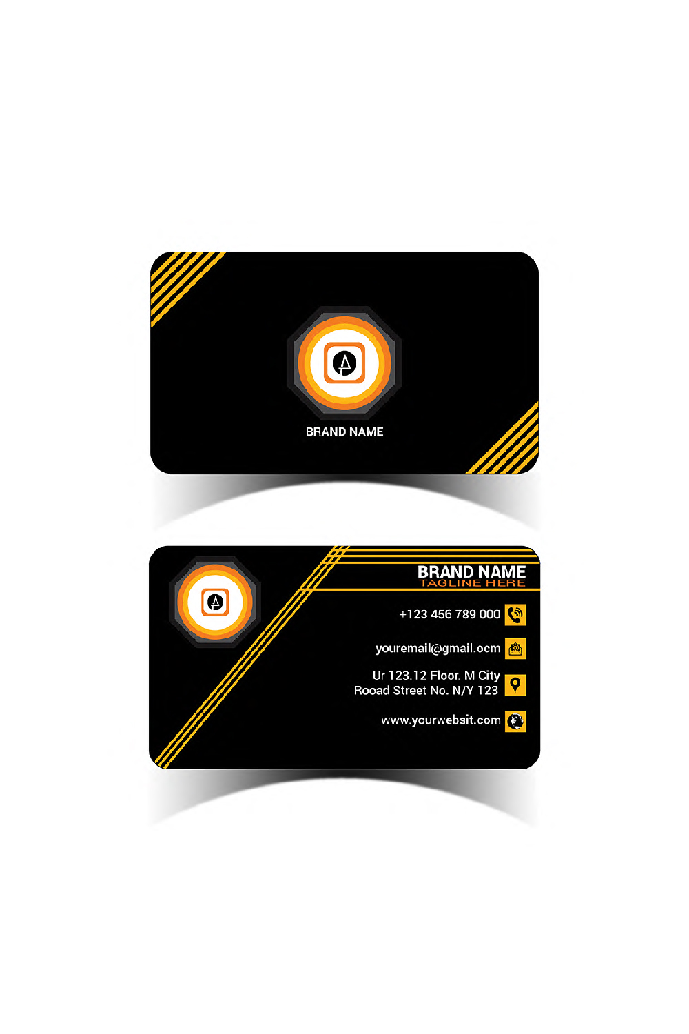 Creative Dark and Yellow Business Card Design Template - Pinterest.