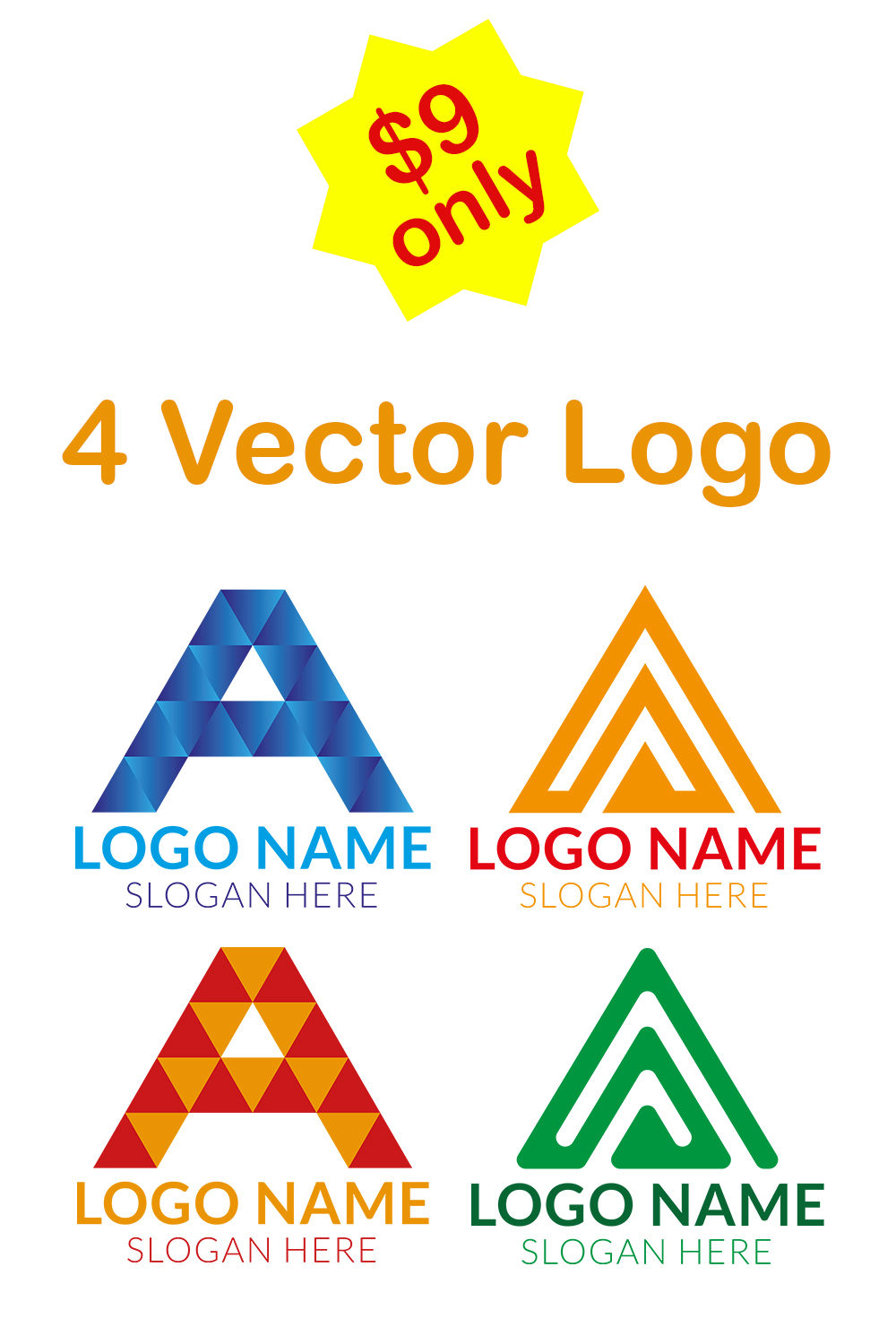 Letter A Logo Design Template Vector pinterest image.