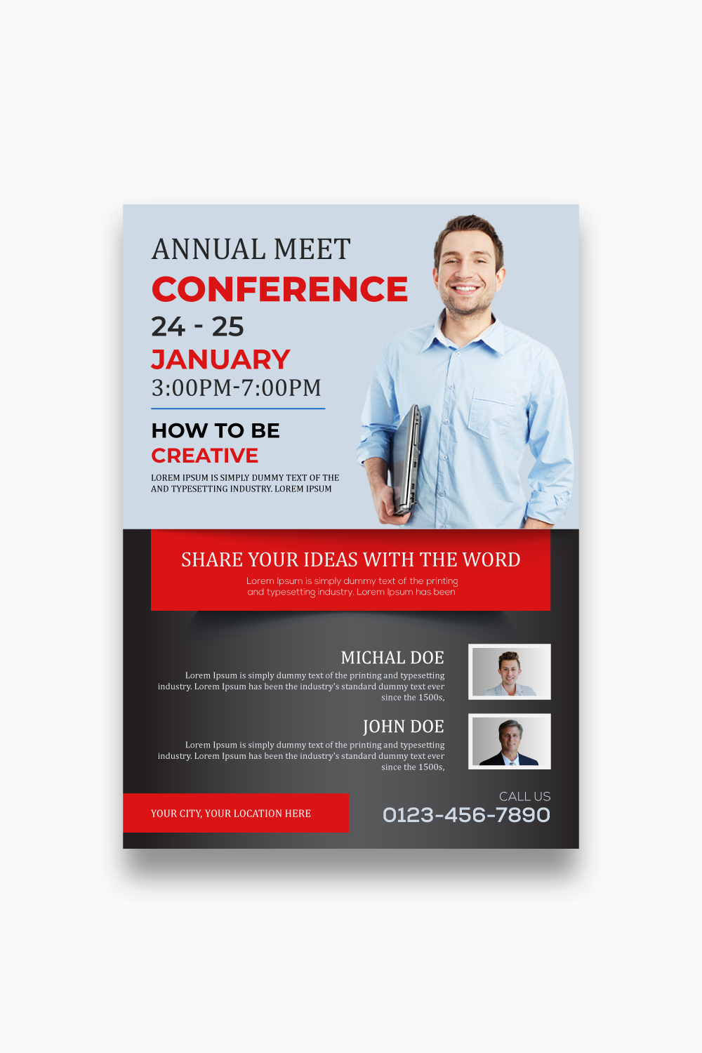 annual meet conference flyer template pinterest preview image.