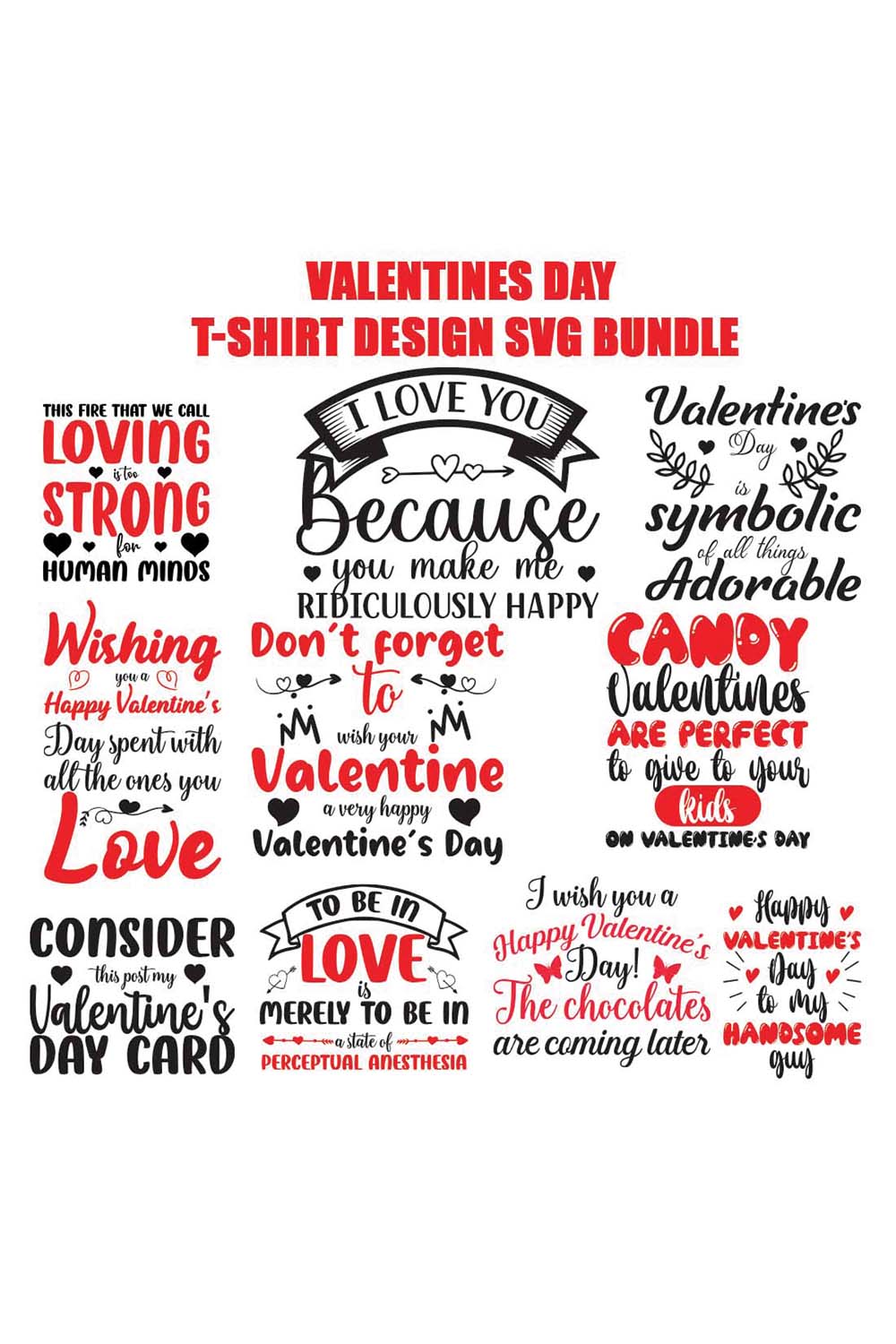 10 Valentine SVG Bundle Designs pinterest image preview.