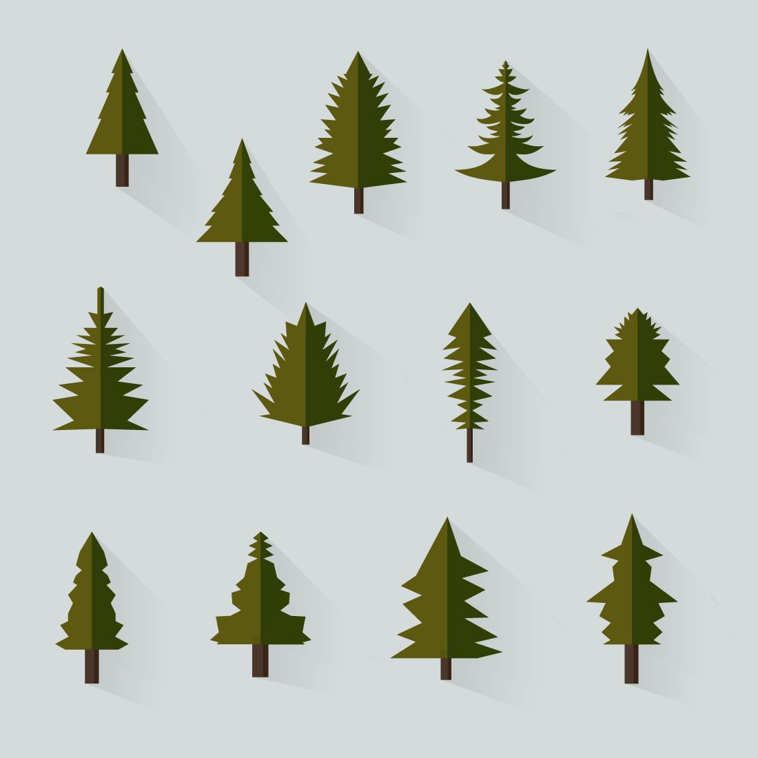 10+ Pine Tree Colorful Vectors & 10+ Pine Tree Silhouettes Vector main cover.
