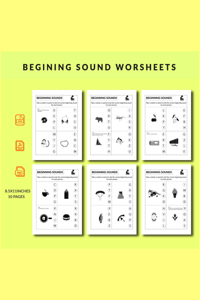 Beginning Sound Worksheets - MasterBundles
