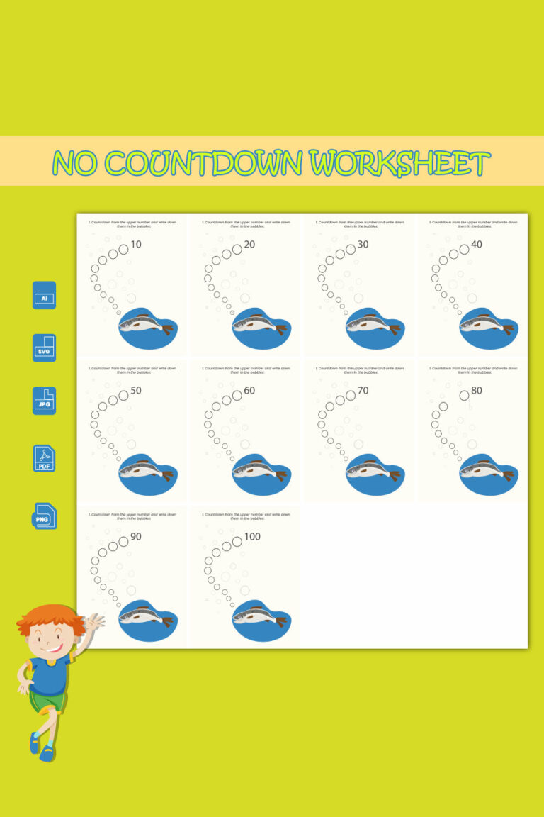 Number Countdown Worksheets | MasterBundles