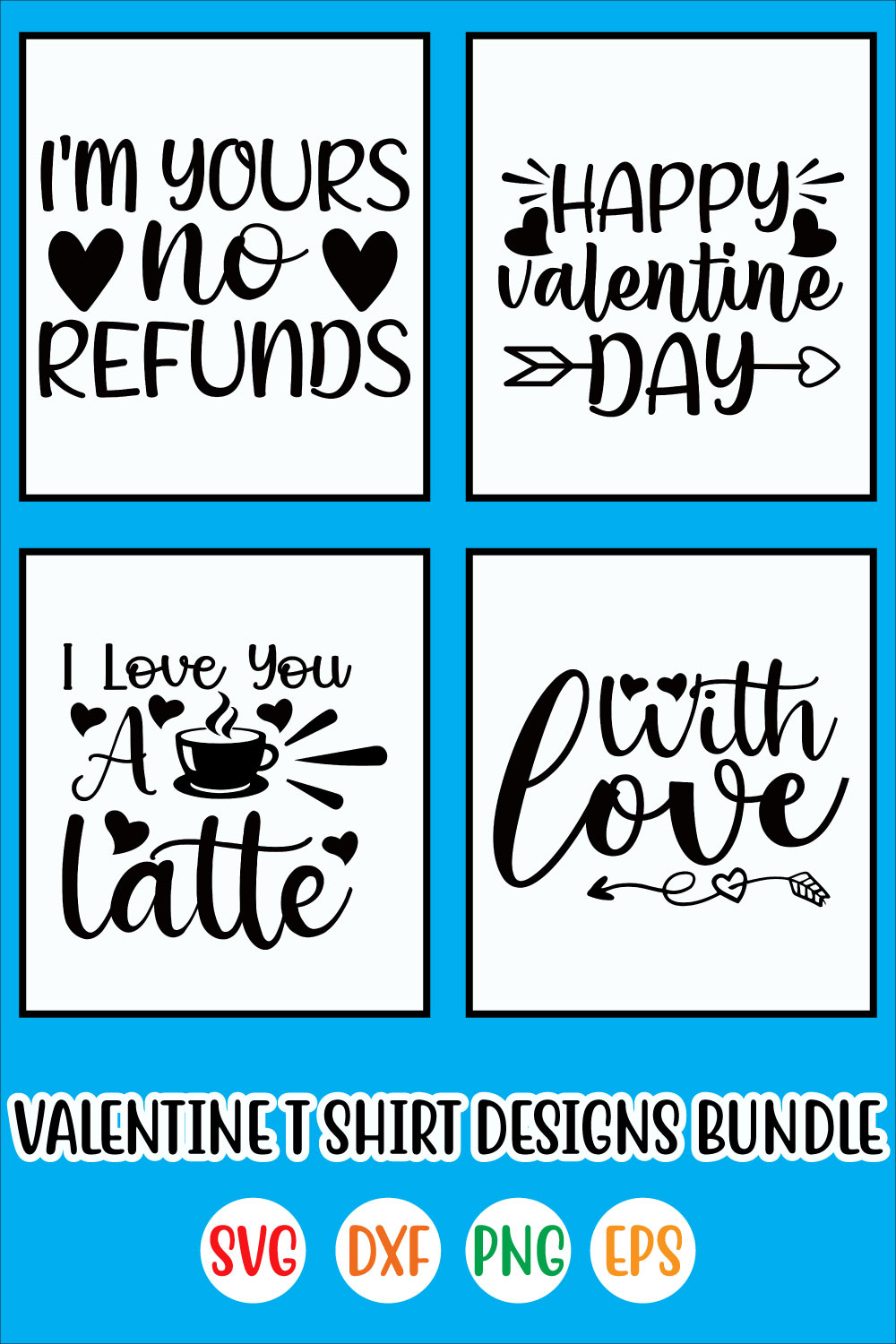 Valentine's day T shirt designs Bundle pinterest preview image.